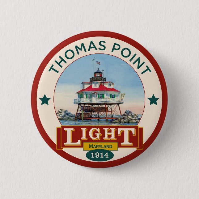 Badge Rond 5 Cm Phare de Thomas Point (Devant)