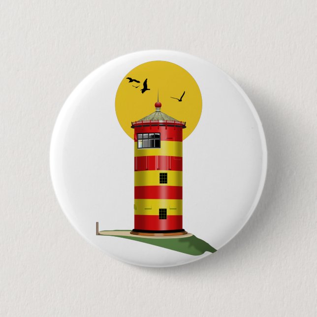 Badge Rond 5 Cm Phare Pilsum Allemagne (Devant)