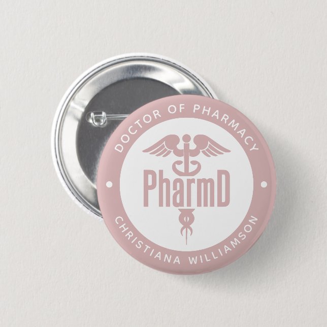 Badge Rond 5 Cm PharmD Docteur en pharmacie Pharmacy Graduation Ph (Devant & derrière)