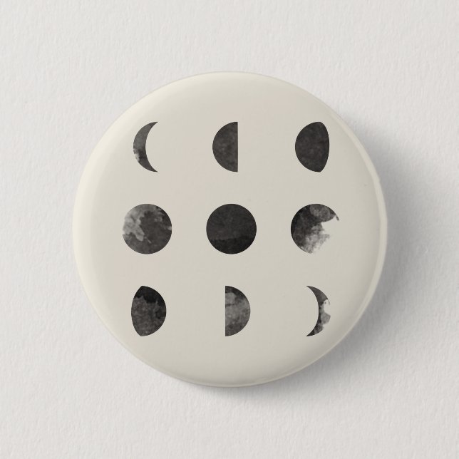 Badge Rond 5 Cm Phases de l'aquarelle lunaire de lune (Devant)