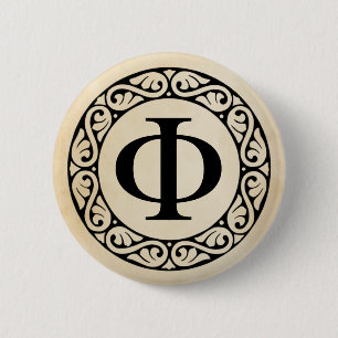 Badge Rond 5 Cm Phi de lettre d'alphabet grec