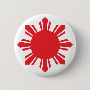 Badge Rond 5 Cm Philippin Sun - rouge