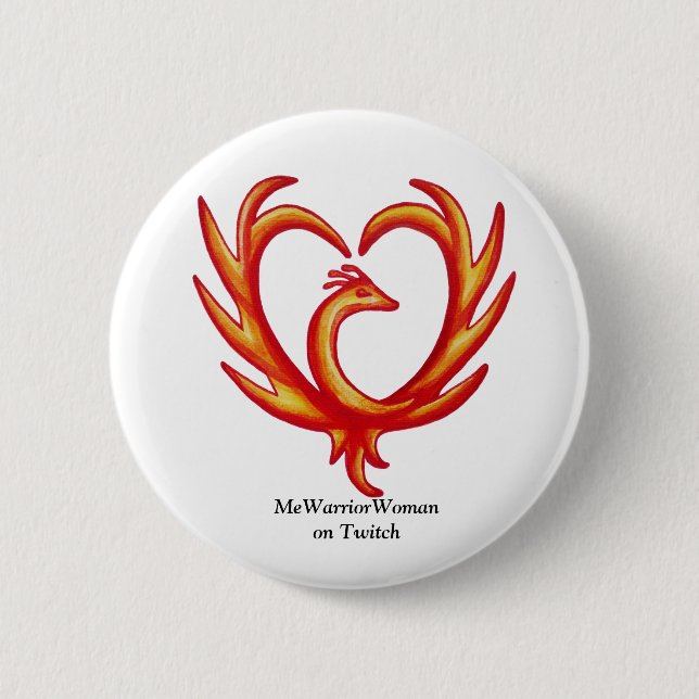Badge Rond 5 Cm Phoenix Heart, MeWarriorWoman sur Twitch (Devant)