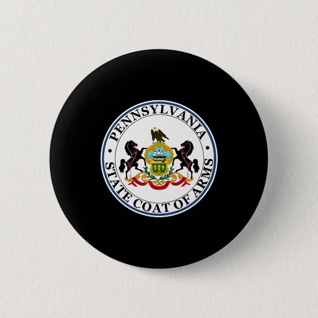 Badge Rond 5 Cm Phoque de Pennsylvanie, sceau d'État américain (Devant)