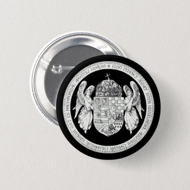 Badge Rond 5 Cm Phoque hongrois avec armoiries Hongrie Cadeaux (Devant & derrière)