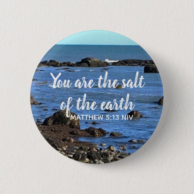 Badge Rond 5 Cm Photo Atlantic Ocean Bible Verse Encouragement (Devant)