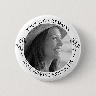 Badge Rond 5 Cm Photo commémoratif   Votre amour demeure   Fleurs