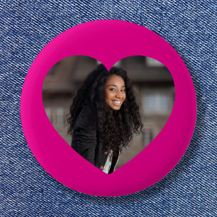 Badge Rond 5 Cm Photo de cœur rose chaud