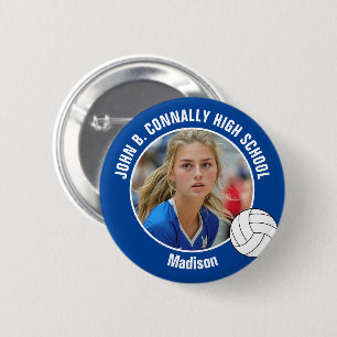 Badge Rond 5 Cm Photo de joueuse de volley-ball bleu Esprit de lyc