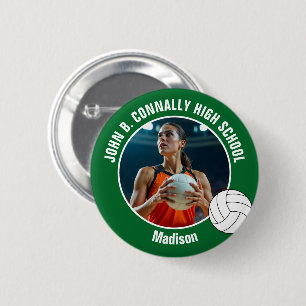 Badge Rond 5 Cm Photo de Joueuse de Volley-ball Vert Esprit de Lyc