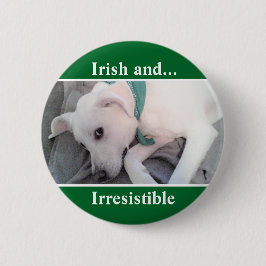 Badge Rond 5 Cm Photo de la Saint Patrick de Chien Chien blanc mig