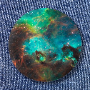 Badge Rond 5 Cm Photo de l'amas stellaire Aqua Green dans l'espace