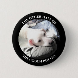 Badge Rond 5 Cm Photo de mignon Chien blanc avec papa Noir