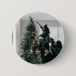 Badge Rond 5 Cm Photo de Noël personnalisée de famille