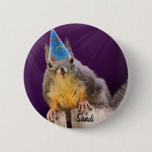 Badge Rond 5 Cm Photo d'écureuil d'anniversaire
