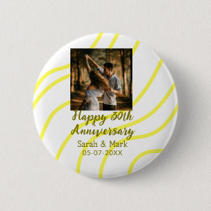 Badge Rond 5 Cm Photo doré jaune 30e anniversaire de mariage nom