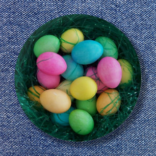 Badge Rond 5 Cm Photo du nid d'oeufs de Pâques