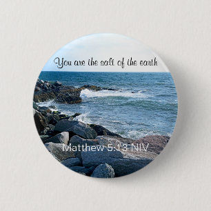 Badge Rond 5 Cm Photo du sel marin de la Bible de la Terre Verse