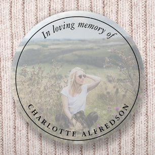 Badge Rond 5 Cm Photo Mémorial Élégante En Mémoire Amoureuse Funér