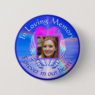 Badge Rond 5 Cm Photo Memorial Rainbow Heart