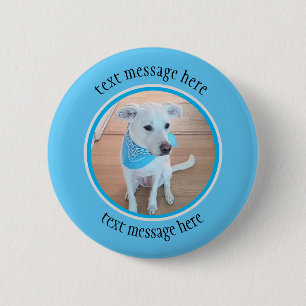 Badge Rond 5 Cm Photo of Cute Puppy Dog Wearing Baby Blue Scarf