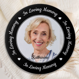 Badge Rond 5 Cm Photo Personnalisée Élégante En Mémoire D'Amour