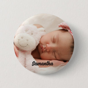 Badge Rond 5 Cm Photo personnalisée et nom