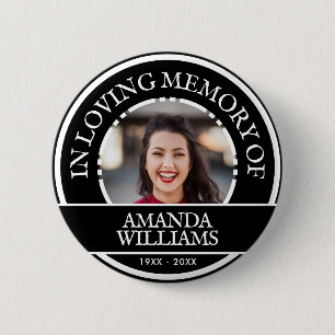 Badge Rond 5 Cm Photo personnalisée Mémorial moderne Noir
