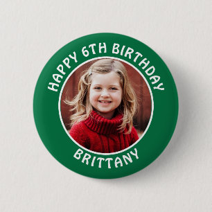 Badge Rond 5 Cm Photo personnalisée, nom et âge anniversaire