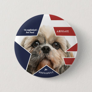 Badge Rond 5 Cm Photo Pet Dog Élection Présidentielle 2024 Candida