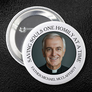 BADGE ROND 5 CM PHOTO PRIESTHOOD SIMPLE NOIR ET BLANC