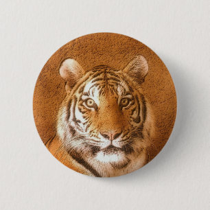 Badge Rond 5 Cm Photo Tiger Portrait