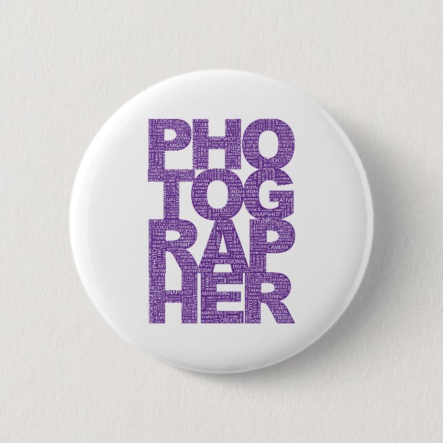 Badge Rond 5 Cm Photographe - texte pourpre (Devant)