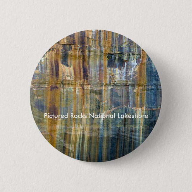 Badge Rond 5 Cm Photos Rocks National Lakeshore (Devant)