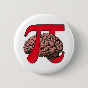 Badge Rond 5 Cm Pi Day Cerveau