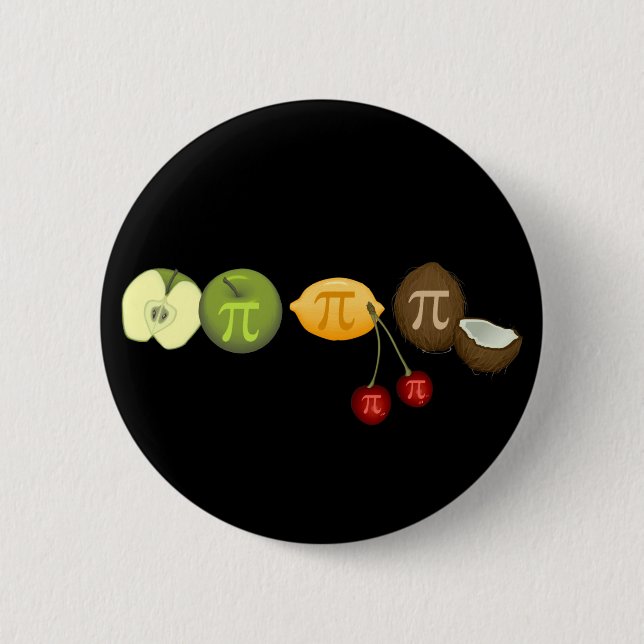 Badge Rond 5 Cm Pi Day Pi sur divers fruits (Devant)