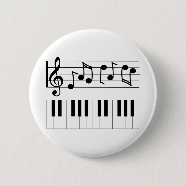 Badge Rond 5 Cm Piano Keys and Musical Notes (Devant)