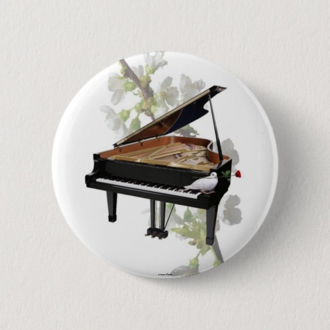 Badge Rond 5 Cm Piano -Musique romantique- Bouton (Devant)