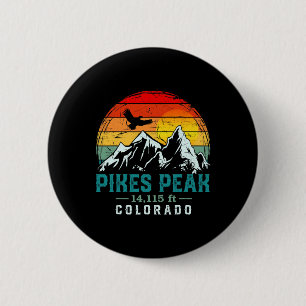 Badge Rond 5 Cm Pic Pikes Peak en détresse Colorado Retro Hiki