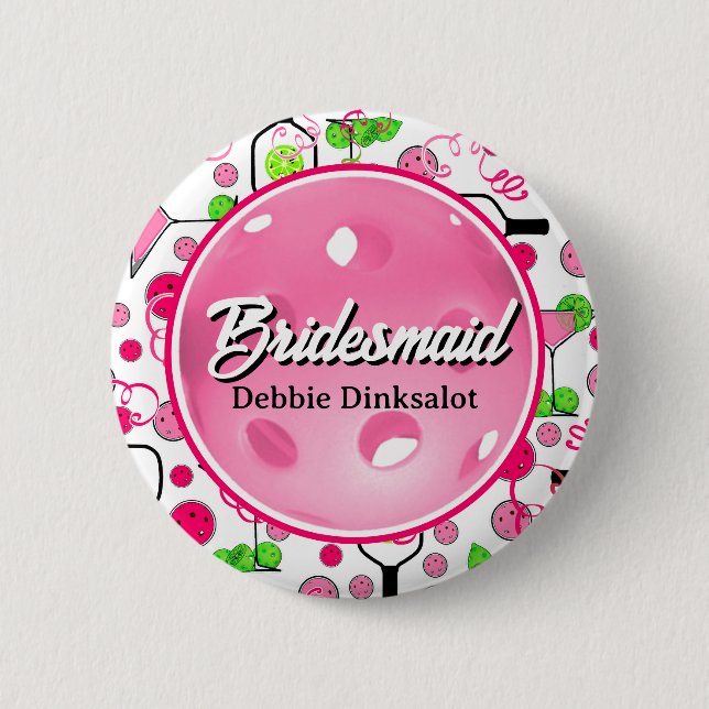 Badge Rond 5 Cm Pickleball Bridal Shower Personalized Swag (Devant)