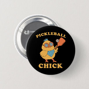 Badge Rond 5 Cm Pickleball Chick - rétro