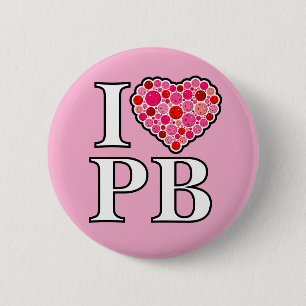 Badge Rond 5 Cm Pickleball Coeur rempliRouge et rose I Coeur PB
