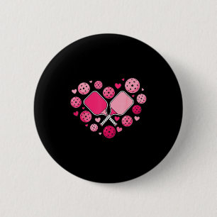 Badge Rond 5 Cm Pickleball cœur valentine femmes filles pickle