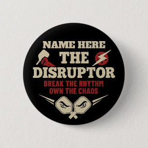 Badge Rond 5 Cm Pickleball Nom Personnalisé Le Disrupteur Bouton