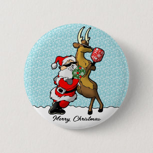 Badge Rond 5 Cm Pickleball Partners Père Noël & Reindeer Sleightin