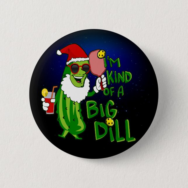 Badge Rond 5 Cm Pickleball Père Noël Big Dill (Devant)