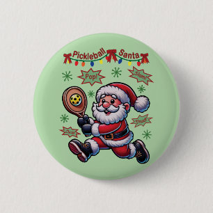 Badge Rond 5 Cm Pickleball Père Noël Noël