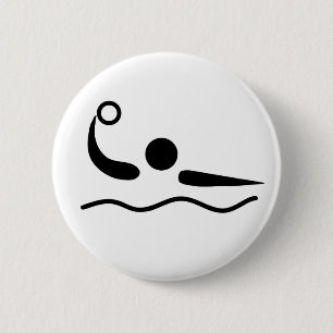 Badge Rond 5 Cm Pictogramme de Waterpolo de polo d'eau