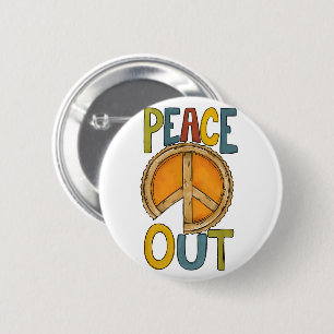 Badge Rond 5 Cm Pie Citrouille Peace Out
