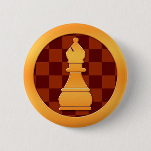 Badge Rond 5 Cm Pièce d'échecs d'évêque d'or